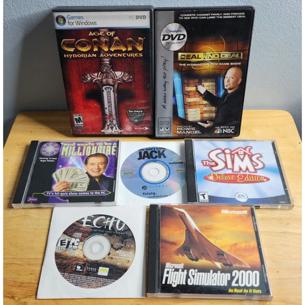 PC CD-Rom/DVD-Rom Games Lot of 8 Conan, Sims, Echo, Deal or No Deal & Others